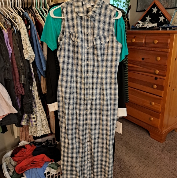 Rampage Blue and White Plaid Maxi Dress - Picture 1 of 4